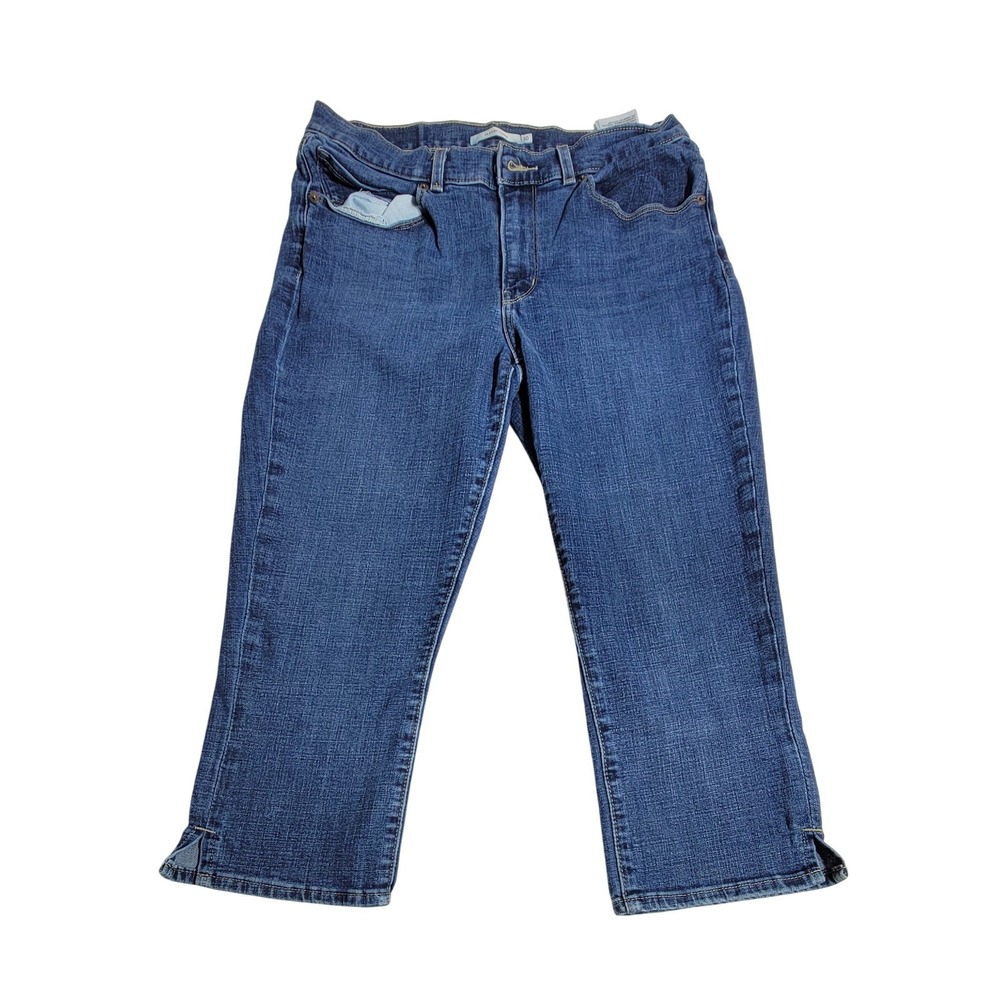 Levi Strauss & Co‎ Classic Capri Jeans Medium Wash Blue Stretch Denim Size 10